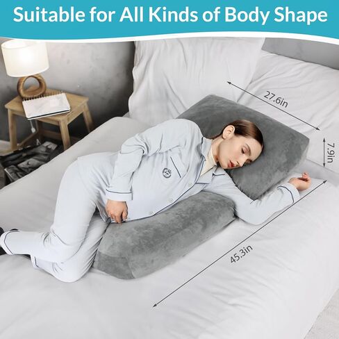 Pregnancy Belly Pillow for Sleeping, 45.3 Inch Pregnancy Massage Pillow Full Body with Removable Cover - Support for Back, Legs, Belly, HIPS for Pregnant Women in Kuwait