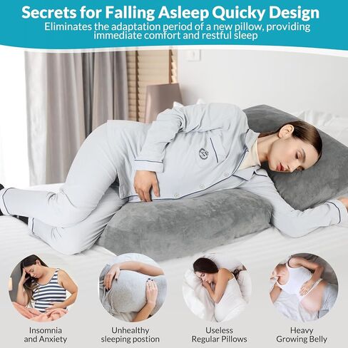 Pregnancy Belly Pillow for Sleeping, 45.3 Inch Pregnancy Massage Pillow Full Body with Removable Cover - Support for Back, Legs, Belly, HIPS for Pregnant Women in Kuwait