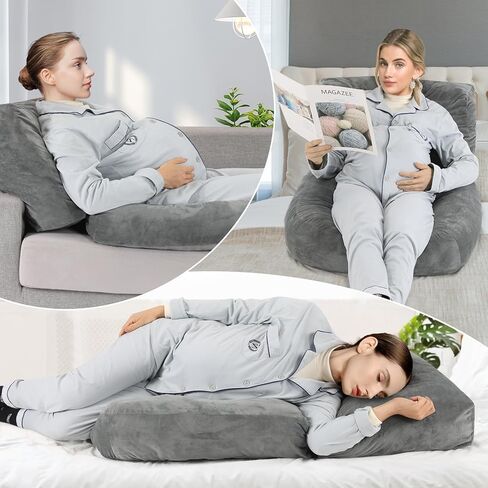 Pregnancy Belly Pillow for Sleeping, 45.3 Inch Pregnancy Massage Pillow Full Body with Removable Cover - Support for Back, Legs, Belly, HIPS for Pregnant Women in Kuwait