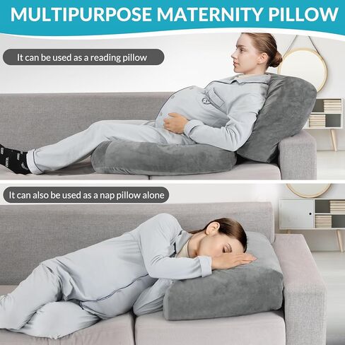 Pregnancy Belly Pillow for Sleeping, 45.3 Inch Pregnancy Massage Pillow Full Body with Removable Cover - Support for Back, Legs, Belly, HIPS for Pregnant Women in Kuwait