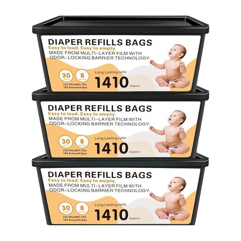 Diaper Pail Easy Roll Refill Bags, Compatible with Genie Easy Roll Signature and Platinum Pails, Each 30 Bags Holds Up to 1410 Newborn Diapers, 7-Layer Odor-Barrier Technology, 3 Pack (90 Bags) in Saudi Arabia