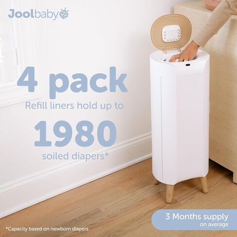 Jool Baby SMARTWAVE Diaper Pail Refill Liners (4-Pack) – Continuous Liner System - Lavender Scent, Lasts Up to 1980 Diapers in Saudi Arabia