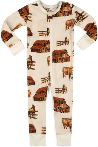 Milkbarn Baby Zipper Pajama - Soft & Gentle Baby Sleepers for Boys & Girls Made of 100% GOTS-Certified Organic Cotton - 3-6 Months, Homestead in Kuwait