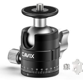 رأس كروي صغير 25 مم من CAVIX، رأس حامل ثلاثي بانورامي بزاوية 360 درجة، رأس كرة صغيرة مع لوحة تحرير سريعة 1/4 بوصة، لكاميرا DSLR/عديمة المرآة، متوافق مع الحوامل الثلاثية، والأحادية، والمتزلجون، والحد الأقصى للحمل 11 رطل/5 كجم in Kuwait
