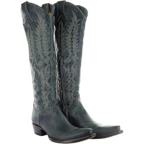 Old Gringo Mayra Women's Cowboy Boots, Dark Jade Green Leather, 18 Inch Shaft, Snip Toe, Inside Zipper, Distressed Finish in Kuwait