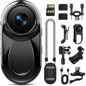 Mini Body Camera 1080P, 512G Thumb Action Camera Hands-Free Recording, Magnetic Vlogging Cam with 360° Rotate, Wearable Video Recorder for CyclingTraveling/Motorcycle(SD Card Not Included) Black in Kuwait