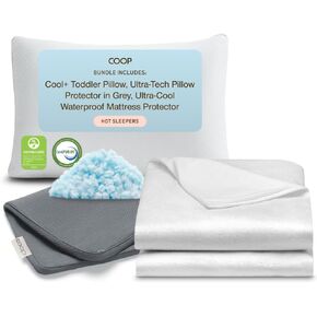 وسادة Coop Sleep Goods Cool + Cooling للأطفال الصغار + واقي وسادة مقاوم للماء بتقنية فائقة اللون رمادي + واقي مرتبة مقاوم للماء فائق الروعة حزمة مزدوجة in Kuwait
