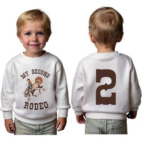2nd Birthday Cotton Sweatshirts Toddler Boy Girl Two Year Old Western Cowboy Birthday Long Sleeve Pullover Outfit in Kuwait