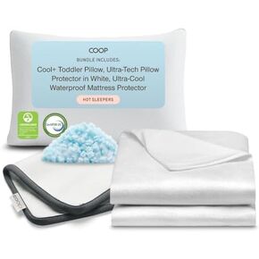وسادة Coop Sleep Goods Cool+ Cooling للأطفال الصغار + واقي وسادة مقاوم للماء بتقنية فائقة، أبيض + واقي مرتبة مقاوم للماء فائق الروعة، حزمة مزدوجة in Kuwait
