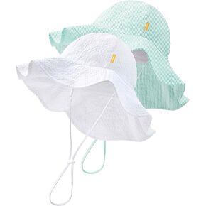 HONGTEYA Baby Sun Hat Toddler Girls Boys Infant Beach Outdoor Summer Hat Stripe Wide Brim Sun Protection in Kuwait