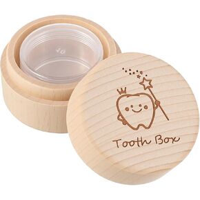 Tooth Fairy Box Baby Tooth Keepsake Carved Wooden Box with Transparent Acrylic Bottle Stores Lost Teeth Cute Teeth Boxes Storage Holder Gift for Boys and Girls in Kuwait