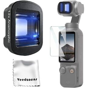 عدسة بصرية مشوهة 1.2X لجيب DJI Osmo 3 جيوب 4، مرفق مغناطيسي، زجاج بصري مطلي متعدد الطبقات، يتضمن صندوقًا محمولاً وواقي شاشة in Kuwait