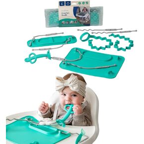 مجموعة BUSY BABY Essentials Bundle New Parent Starter Kit - مفرش شفط، حصيرة صغيرة، ملعقة عضاضة، لعبة بنجي، زجاجة بنجي، 6 أشرطة حبل، حقيبة مبللة (أسمر) in Kuwait