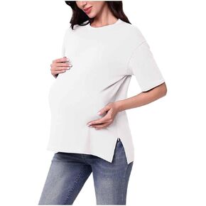قمصان الأمومة قصيرة الأكمام الجانب سبليت تجريب الحمل بلوزة 2026 العصرية Crewneck سترة مريحة بيجامة قمم in Kuwait