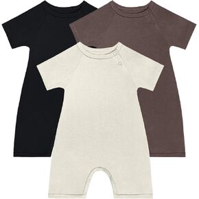 GUISBY Baby Romper 3-Pack، بدلة أطفال فائقة النعومة بأكمام قصيرة، ملابس نوم صيفية مسامية، للجنسين 0-24 شهرًا in Kuwait