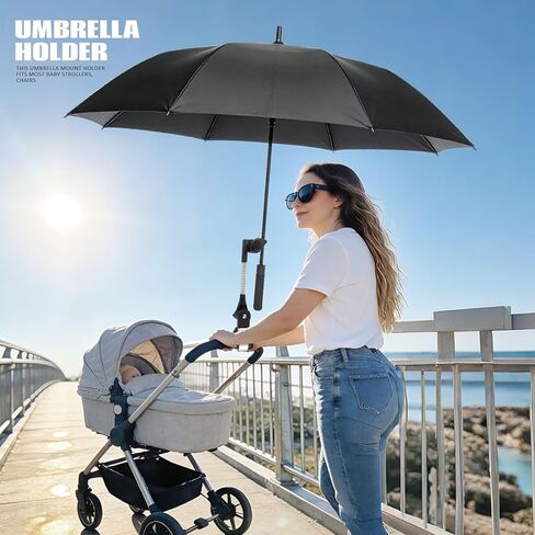 Umbrella Holder, 360° Adjustable Universal Umbrella Mount for Push Carts & Club Cars, Scratch-Free Clamp Attachment for Sun & Rain Protection in Kuwait