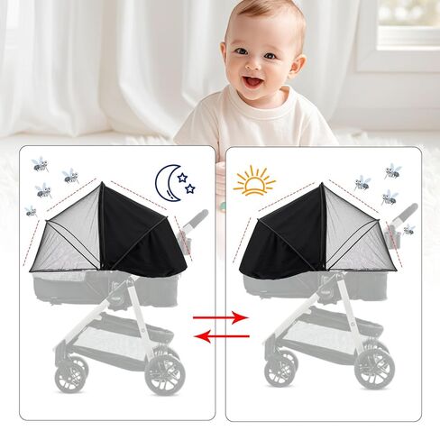 Replacement Canopy for Graco Stroller – 2-in-1 Stroller Cover with UV Sun Shade & Mosquito Net, Breathable Protection with 2-Way Zipper for Walks, Parks, and On-the-Go Travel in Kuwait