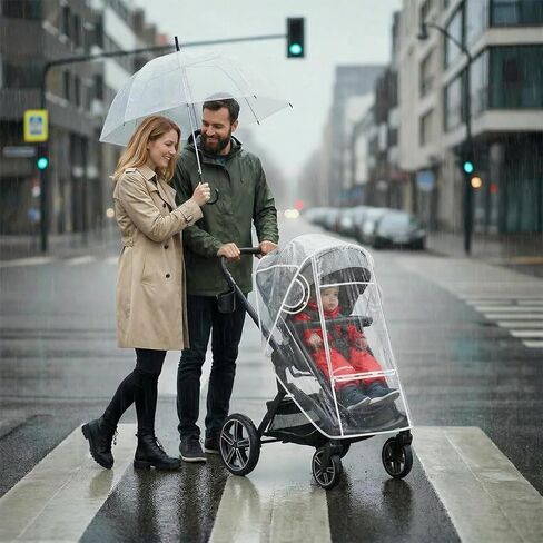 Universal Stroller Rain Cover Compatible with Graco, Waterproof Stroller Cover - Clear Weather Shield, Breathable Windproof Protection for Travel Strollers in Kuwait