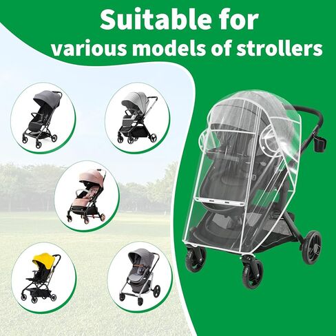 Universal Stroller Rain Cover Compatible with Graco, Waterproof Stroller Cover - Clear Weather Shield, Breathable Windproof Protection for Travel Strollers in Kuwait