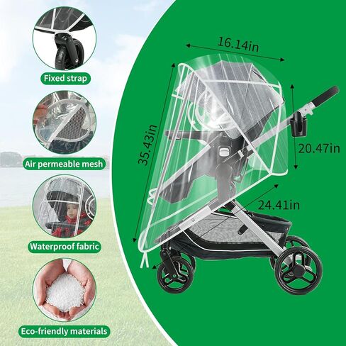 Universal Stroller Rain Cover Compatible with Graco, Waterproof Stroller Cover - Clear Weather Shield, Breathable Windproof Protection for Travel Strollers in Kuwait