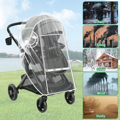 Universal Stroller Rain Cover Compatible with Graco, Waterproof Stroller Cover - Clear Weather Shield, Breathable Windproof Protection for Travel Strollers in Kuwait