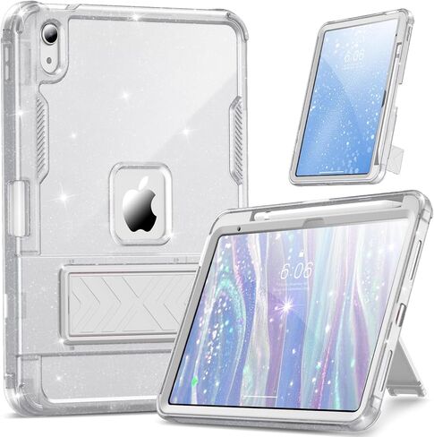 حافظة INFILAND لجهاز iPad A16 مقاس 11 بوصة الجيل الحادي عشر، حافظة iPad الجيل العاشر مقاس 10.9 بوصة لامعة شبه شفافة، غطاء واقٍ لطيف مع حامل، حامل أقلام للفتيات والأطفال والنساء (وردي) in Saudi Arabia
