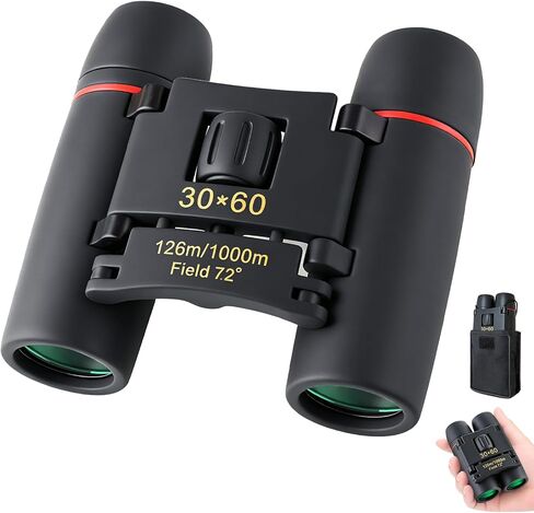 30x60 Mini Compact Binoculars for Adults Kids, HD Portable Waterproof Pocket Binoculars, Lightweight Folding Easy Focus for Bird Watching, Hunting, Concert, Theater, Travel Hiking Outdoor Sports in Kuwait