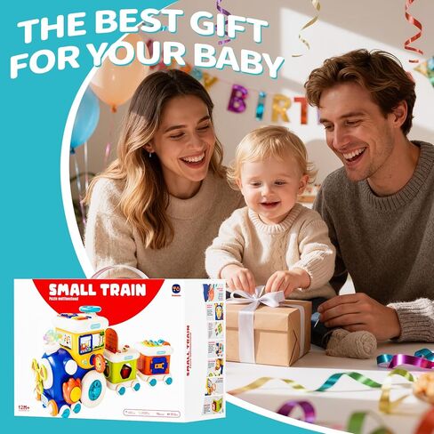 Montessori Toys for 1 Year Old Boy Girl, Musical Train Baby Toys 6-12 Months, 8 in 1 Activity Cube with Light Sound, Educational Gifts for Toddlers 1-3 in Kuwait