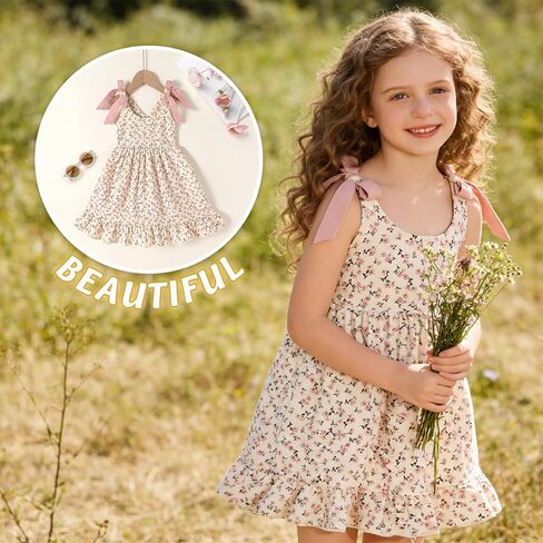 Toddler Summer Dress Baby Girl Beach Outfits Bow Halter Floral Boho Sundress Princess Party Clothes in Saudi Arabia