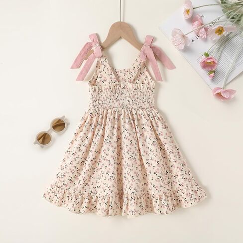 Toddler Summer Dress Baby Girl Beach Outfits Bow Halter Floral Boho Sundress Princess Party Clothes in Saudi Arabia