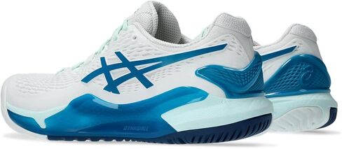 حذاء رياضي للسيدات من ASICS Gel-Resolution 9، أبيض مخضر أزرق، 5 in Kuwait
