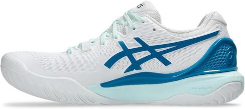 حذاء رياضي للسيدات من ASICS Gel-Resolution 9، أبيض مخضر أزرق، 5 in Kuwait