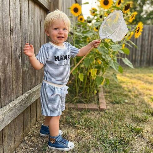FOCUSNORM Newborn Baby Boy Summer Clothes 3 6 12 18 Months Outfit Letter Embroidery Waffle Short Sleeve Romper & Shorts Set in Saudi Arabia