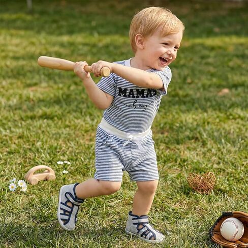 FOCUSNORM Newborn Baby Boy Summer Clothes 3 6 12 18 Months Outfit Letter Embroidery Waffle Short Sleeve Romper & Shorts Set in Saudi Arabia