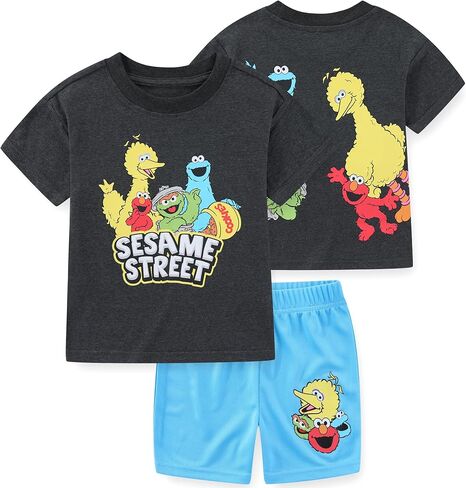 طقم تي شيرت قصير الأكمام للأولاد من Sesame Street Elmo Big Bird Cookie Monster Oscar Oscar للرضع والأطفال الصغار in Kuwait