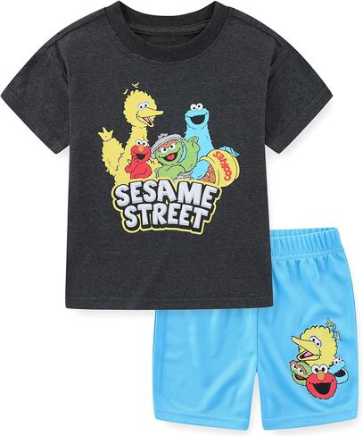 طقم تي شيرت قصير الأكمام للأولاد من Sesame Street Elmo Big Bird Cookie Monster Oscar Oscar للرضع والأطفال الصغار in Kuwait