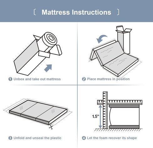 Trifold Mini Mattress, Waterproof 38"x26" Topper for Travel, Removable Washable Cover in Kuwait
