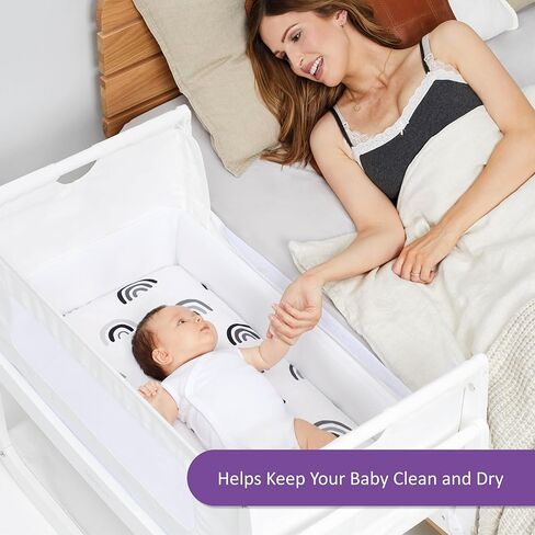 Snuz - Baby Crib Waterproof Mattress Protector for Night Time Accidents, Super Soft and Absorbent Cotton Pad, Hypoallergenic, Machine Washable (30 x 16") in Kuwait