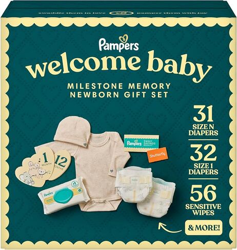 Pampers Gift Set, Disposable Diapers, Sensitive Wipes, & Milestone Gifts in Kuwait