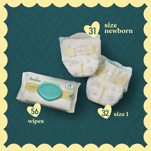 Pampers Gift Set, Disposable Diapers, Sensitive Wipes, & Milestone Gifts in Kuwait