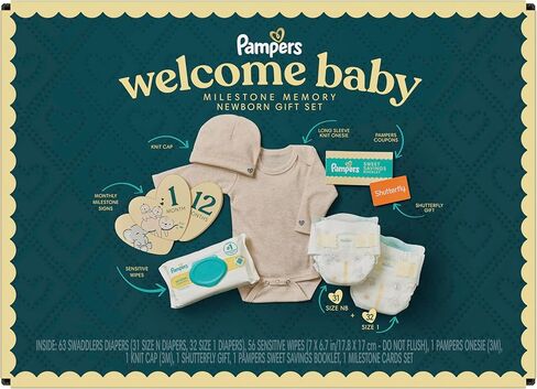 Pampers Gift Set, Disposable Diapers, Sensitive Wipes, & Milestone Gifts in Kuwait