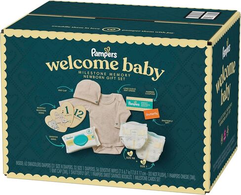 Pampers Gift Set, Disposable Diapers, Sensitive Wipes, & Milestone Gifts in Kuwait
