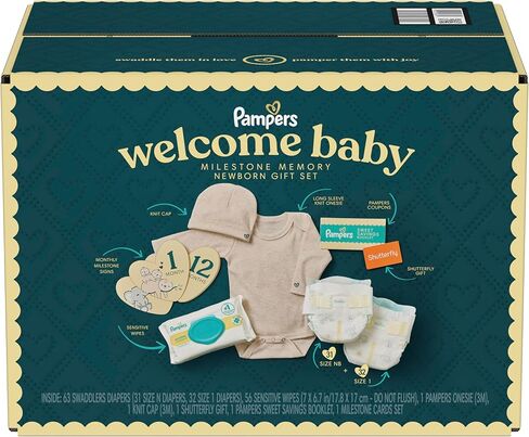 Pampers Gift Set, Disposable Diapers, Sensitive Wipes, & Milestone Gifts in Kuwait