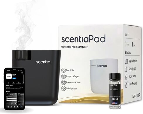 Home Scent Diffuser Starter Kit |Plug in Waterless Aroma Diffuser for Essential Oils for Home, Office, Spa | Covers up to 500 Sq. Ft. | White | 20 ml Oil Included in Saudi Arabia