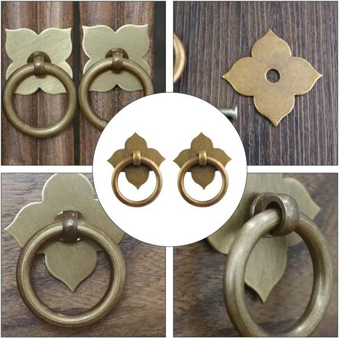 Drawer Handles, Handles Four Leaf Clover Drawer Ring Single Hole Hardware for Kitchen and Bathroom Bronze 2pcs in Kuwait