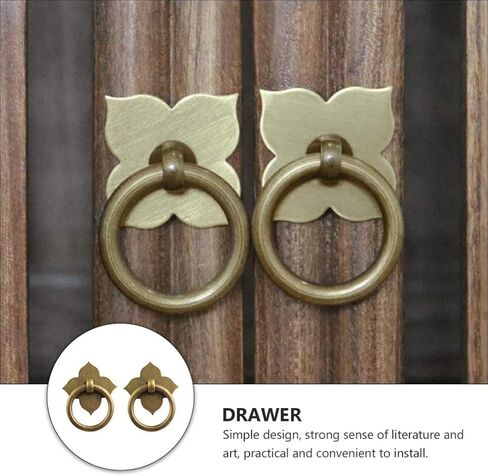 Drawer Handles, Handles Four Leaf Clover Drawer Ring Single Hole Hardware for Kitchen and Bathroom Bronze 2pcs in Kuwait
