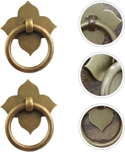 Drawer Handles, Handles Four Leaf Clover Drawer Ring Single Hole Hardware for Kitchen and Bathroom Bronze 2pcs in Kuwait