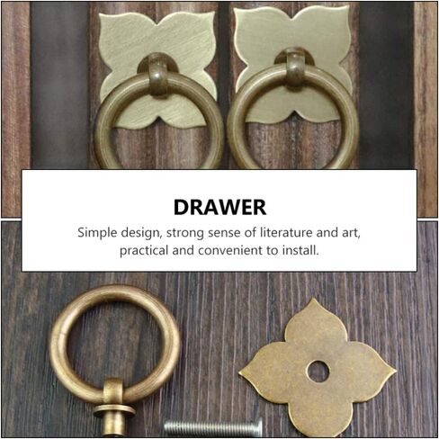 Drawer Handles, Handles Four Leaf Clover Drawer Ring Single Hole Hardware for Kitchen and Bathroom Bronze 2pcs in Kuwait