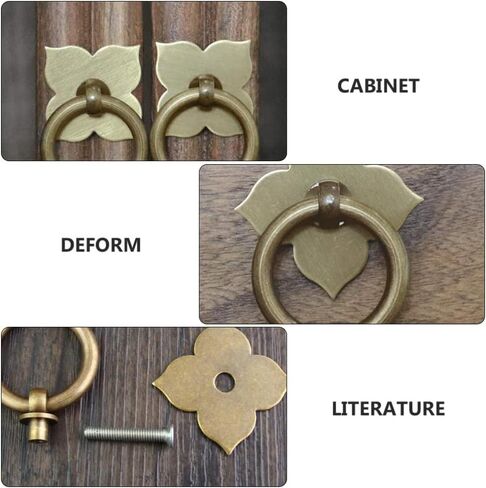 Drawer Handles, Handles Four Leaf Clover Drawer Ring Single Hole Hardware for Kitchen and Bathroom Bronze 2pcs in Kuwait