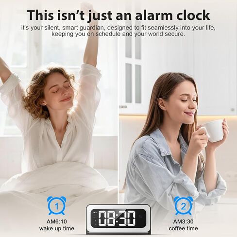 Clock Camera 2K,5G&2.4G WiFi Indoor Security Camera,Cameras for Home Security,3 in 1 Indoor Camera with Alarm,Full Color Night Vision Human Motion Detection,Local SD Storage in Kuwait